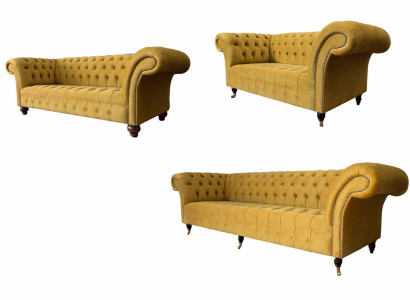 Yellow Chesterfield Sofa Set Couch Upholstery Set Seating Set Complete
